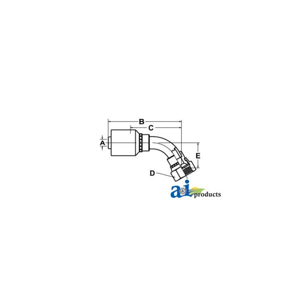 HW-FJX45 Female JIC 37 - Swivel - 45 Elbow 3 x5 x1